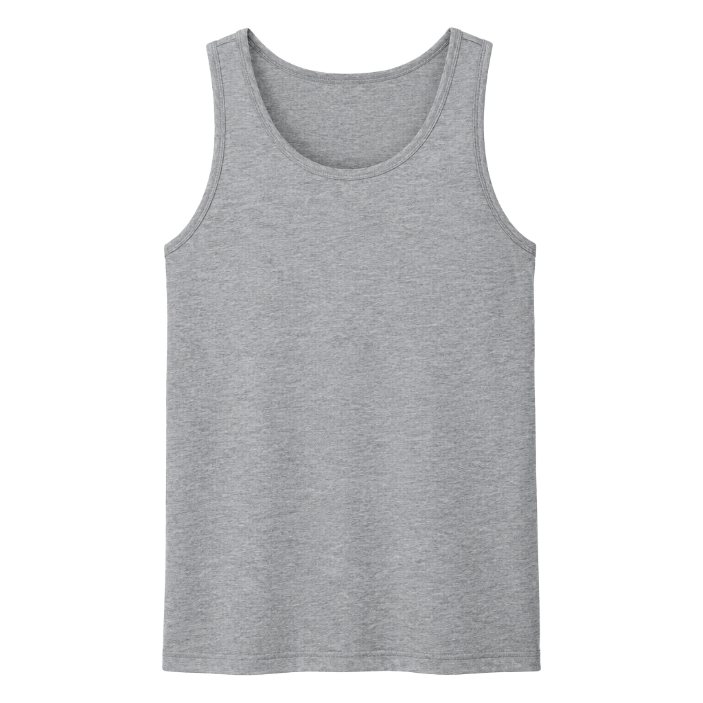 Gray tank showing its sleeveless cut